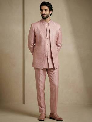 Light pink premium designer festive wear indo western set 2