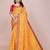 Yellow blended cotton woven zari work saree with blouse