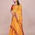 Yellow blended cotton woven zari work saree with blouse