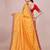 Yellow blended cotton woven zari work saree with blouse