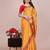 Yellow blended cotton woven zari work saree with blouse