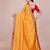 Yellow blended cotton woven zari work saree with blouse
