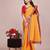 Yellow blended cotton woven zari work saree with blouse