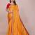 Yellow blended cotton woven zari work saree with blouse