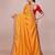 Yellow blended cotton woven zari work saree with blouse