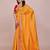 Yellow blended cotton woven zari work saree with blouse