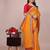 Yellow blended cotton woven zari work saree with blouse