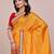 Yellow blended cotton woven zari work saree with blouse