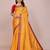 Yellow blended cotton woven zari work saree with blouse