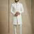 White donier jacquard premium designer festive wear indo western set