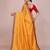 Yellow blended cotton woven zari work saree with blouse