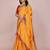 Yellow blended cotton woven zari work saree with blouse