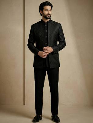 Black premium designer festive wear indo western set 2