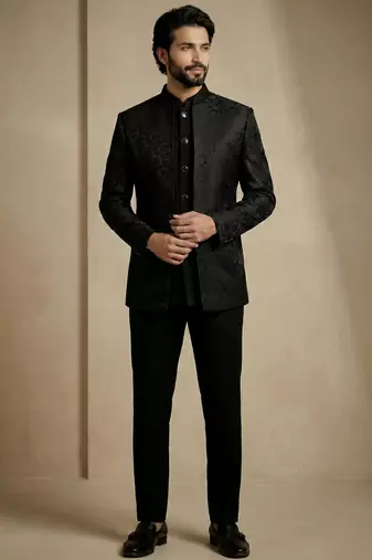 Black premium designer festive wear indo western set
