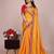 Yellow blended cotton woven zari work saree with blouse