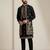 Black doniyar shartin premium designer festive wear kurta pyjama with long jacket set