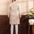 Beige color cotton fabric stylish fancy partywear kurta payjama for men's