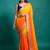 Yellow orange georgette printed zari work saree with blouse