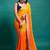 Yellow orange georgette printed zari work saree with blouse