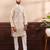 Beige color cotton fabric stylish fancy partywear kurta payjama for men's