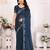 Blue pure silk woven zari work saree with blouse