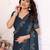 Blue pure silk woven zari work saree with blouse