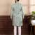 Blue color cotton fabric stylish fancy partywear kurta payjama for men's