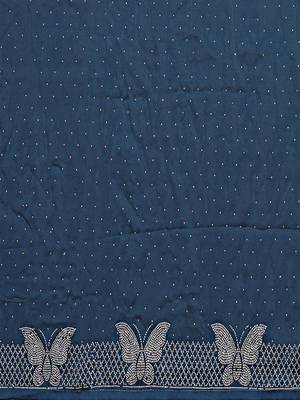 Blue pure silk woven zari work saree with blouse 5