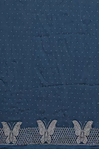 Blue pure silk woven zari work saree with blouse