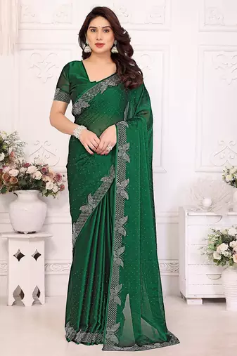 Green pure silk woven zari work saree with blouse