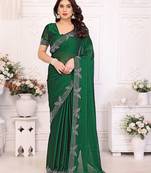 Green pure silk woven zari work saree with blouse
