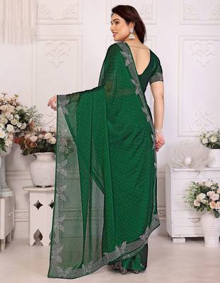 Green pure silk woven zari work saree with blouse 4