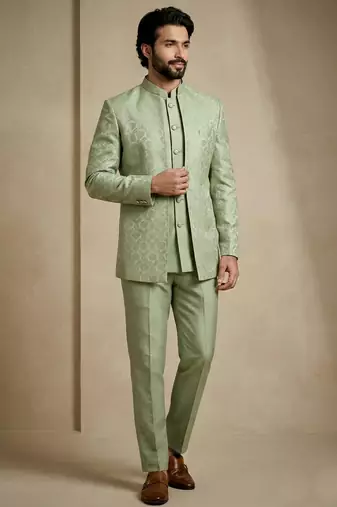 Olive premium designer festive wear indo western set