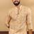 Gold color cotton fabric stylish fancy partywear kurta payjama for men's