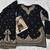 Black chinon free size stitched suit with embroidery beats work