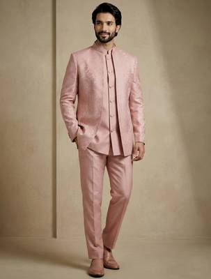 Light pink premium designer festive wear indo western set 3
