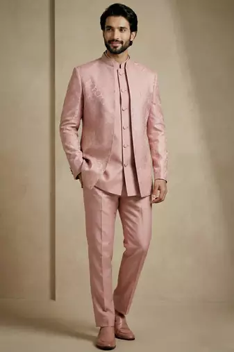 Light pink premium designer festive wear indo western set