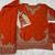 Orange chinon free size stitched suit with embroidery beats work