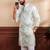 Green color art silk fabric stylish fancy partywear kurta payjama for men's