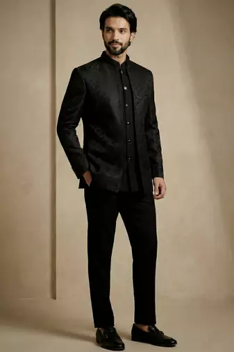 Black premium designer festive wear indo western set