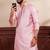 Pink color art silk fabric stylish fancy partywear kurta payjama for men's