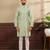 Light green color art silk fabric stylish fancy partywear kurta payjama for men's