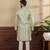Light green color art silk fabric stylish fancy partywear kurta payjama for men's