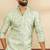 Light green color art silk fabric stylish fancy partywear kurta payjama for men's
