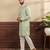 Light green color art silk fabric stylish fancy partywear kurta payjama for men's