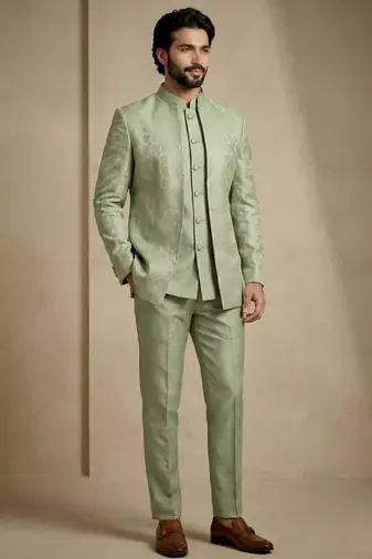 Olive premium designer festive wear indo western set