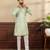 Light green color art silk fabric stylish fancy partywear kurta payjama for men's