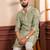 Pista color art silk fabric stylish fancy partywear kurta payjama for men's