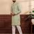 Pista color art silk fabric stylish fancy partywear kurta payjama for men's