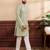 Pista color art silk fabric stylish fancy partywear kurta payjama for men's